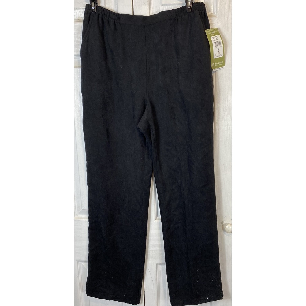 Erin London size 8 elastic waist pull on black slacks new pockets